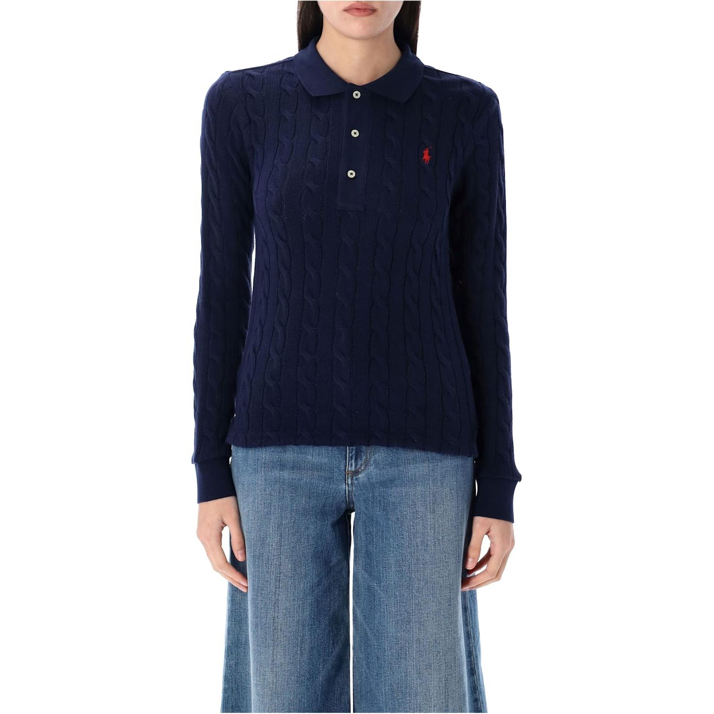 (Women) Polo Ralph Lauren  Blue Embroidered Logo Pullover Long-Sleeve Polo Shirt 211959100-004 圖 2