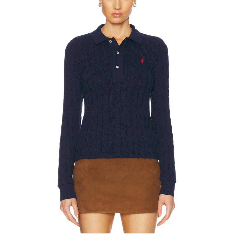 (Women) Polo Ralph Lauren  Blue Embroidered Logo Pullover Long-Sleeve Polo Shirt 211959100-004 圖 4