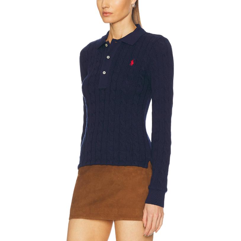 (Women) Polo Ralph Lauren  Blue Embroidered Logo Pullover Long-Sleeve Polo Shirt 211959100-004 圖 5