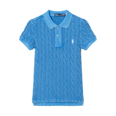 (Women) Polo Ralph Lauren Blue Knit Polo Shirt with Iconic Pony Embroidery. 211943010-003