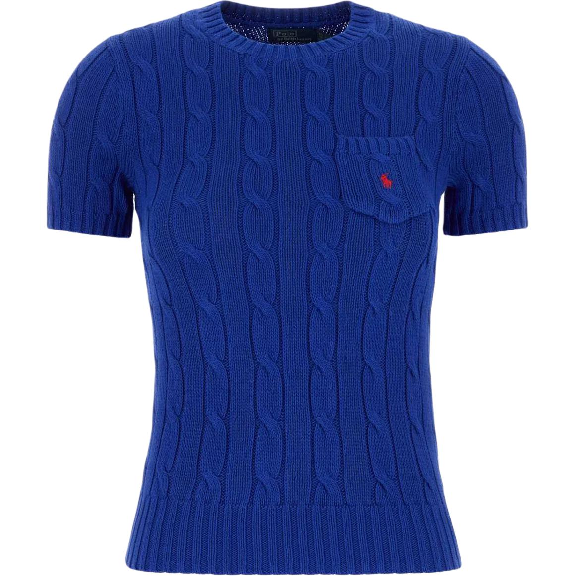 (Women) Polo Ralph Lauren  Blue Logo Crewneck Short Sleeve Sweater 211895379-013