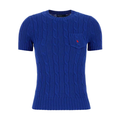 (Women) Polo Ralph Lauren Blue Logo Crewneck Short Sleeve Sweater 211895379-013
