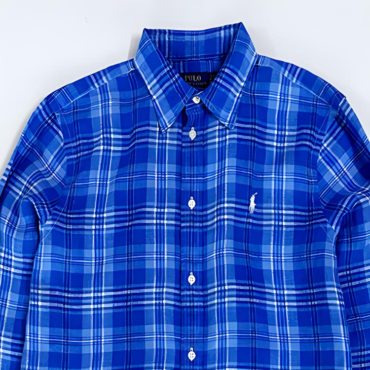 (Women) Polo Ralph Lauren  Blue Plaid Print Long Sleeve Button-Up Shirt. 211794821-002 圖 3