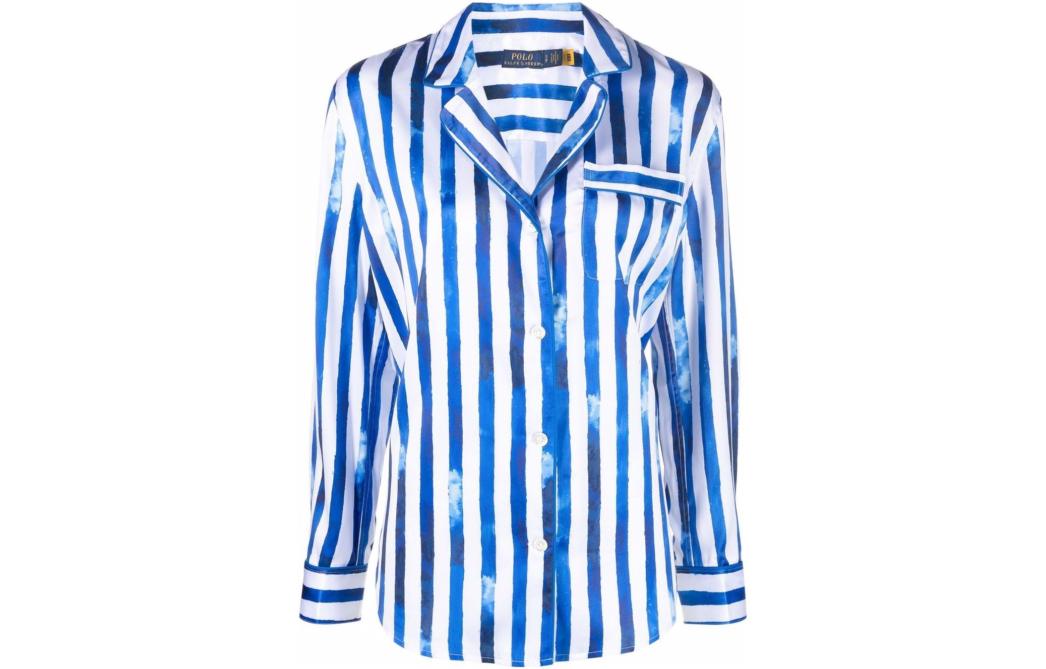 (Women) Polo Ralph Lauren  Blue Single-Breasted Striped Shirt. 211857025-001