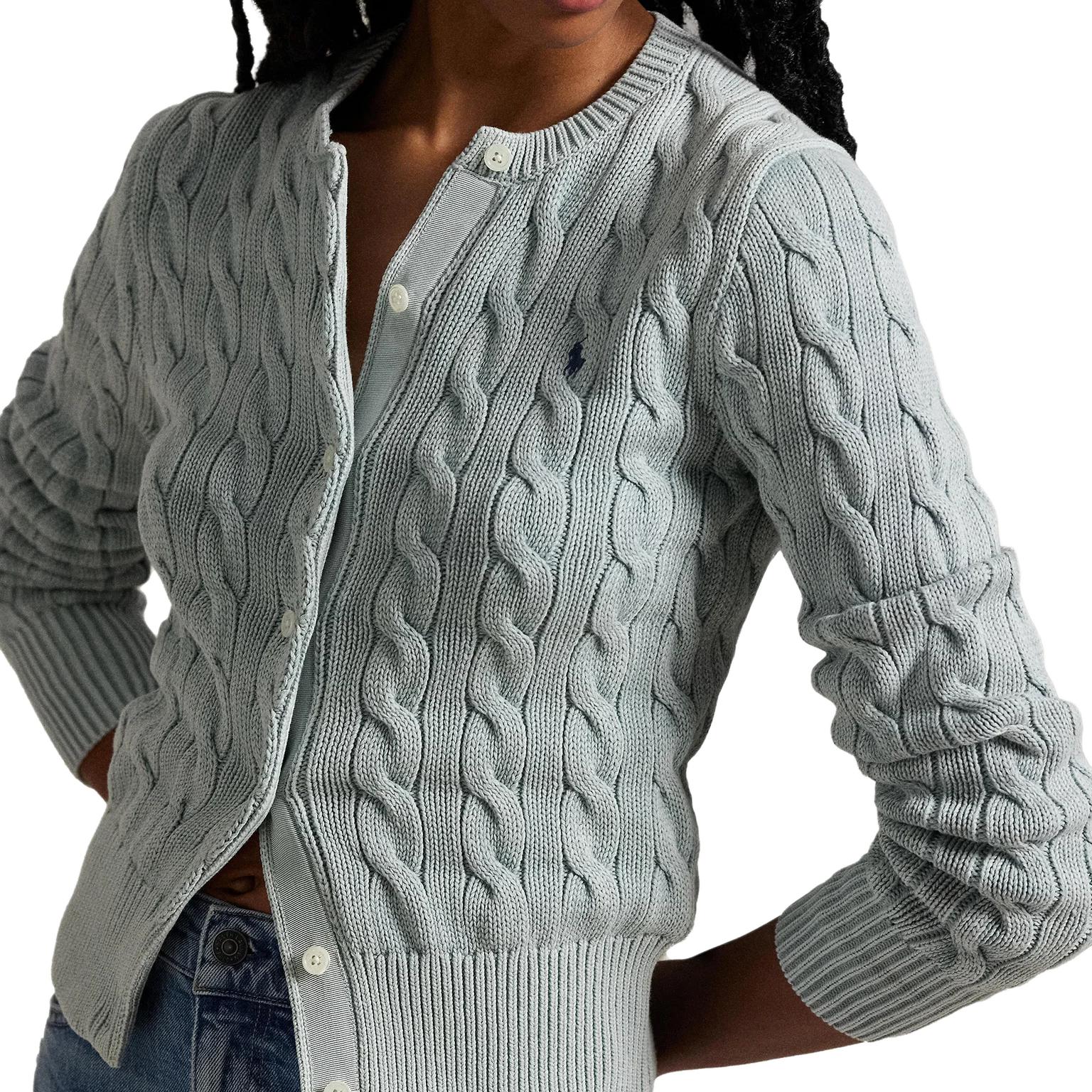 Details for (W) Polo Ralph Lauren 藍色修身針織圓領開襟毛衣。 211955325-008