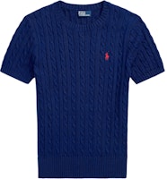 (Women) Polo Ralph Lauren Blue Slim-Fit Logo Crewneck Short Sleeve Sweater 100053222 (Women) Polo Ralph Lauren Blue Slim-Fit Logo Crewneck Short Sleeve Sweater 100053222