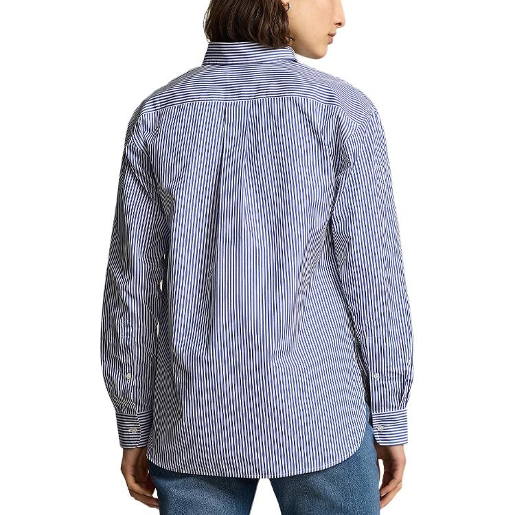 (Women) Polo Ralph Lauren  Blue Striped Loose Fit Long Sleeve Shirt with Embroidery WMPOSHTNDN20240 圖 3