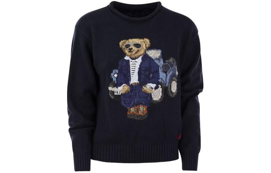 (Women) Polo Ralph Lauren  Blue Sweater with Polo Bear Design and Ribbed Cuffs Hem. 211932526-001