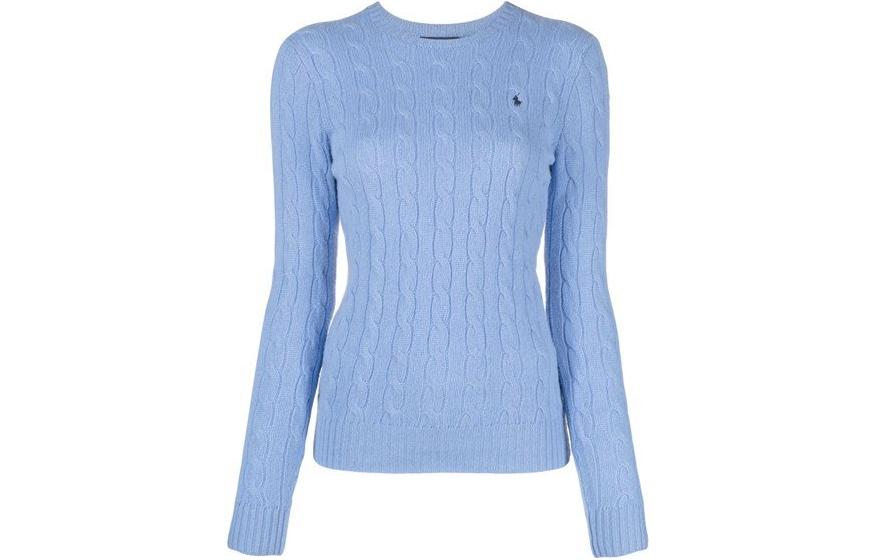 (Women) Polo Ralph Lauren  Blue Wool-Cashmere Logo Embroidered Crewneck Sweater 211910421-004 圖 2