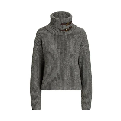 (Women) Polo Ralph Lauren Brown Ribbed Turtleneck Knit Sweater Long Sleeve. WMLRSWES6820539-020