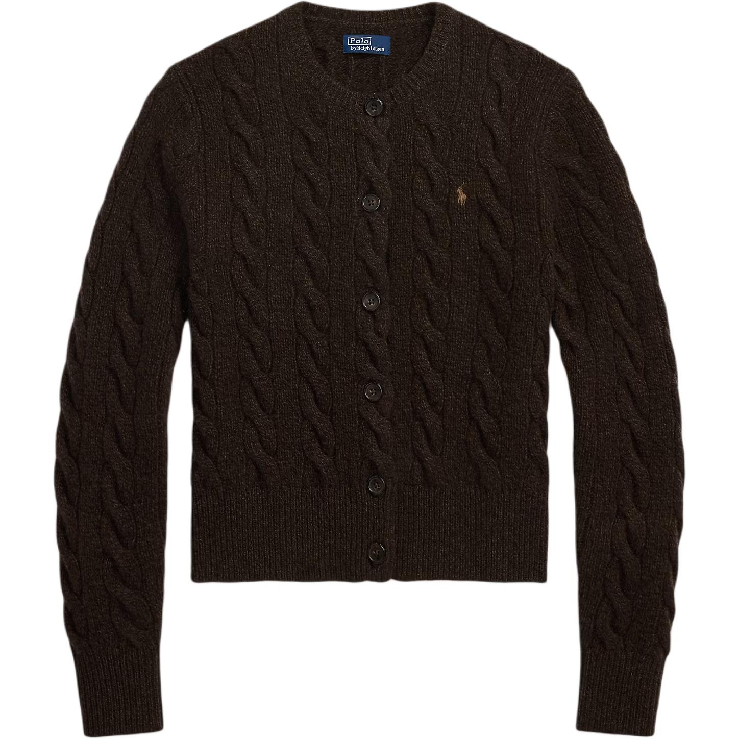 (Women) Polo Ralph Lauren  Brown Slim-Fit Knit Cardigan with Logo Embroidery. 211910443-019