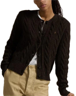 (W) Polo Ralph Lauren Cardigan Rajut Slim Fit Coklat dengan Bordir Logo. 211910443-019 Purchase (W) Polo Ralph Lauren Cardigan Rajut Slim Fit Coklat dengan Bordir Logo. 211910443-019