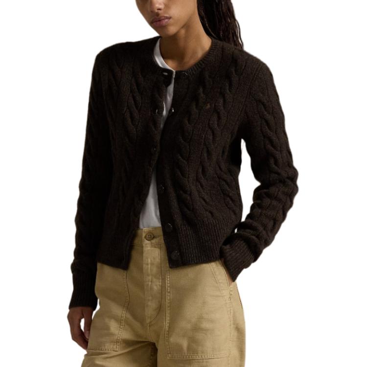 (Women) Polo Ralph Lauren  Brown Slim-Fit Knit Cardigan with Logo Embroidery. 211910443-019 圖 6