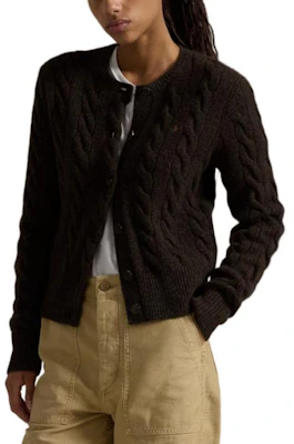(W) Polo Ralph Lauren Cardigan Rajut Slim Fit Coklat dengan Bordir Logo. 211910443-019 Details for (W) Polo Ralph Lauren Cardigan Rajut Slim Fit Coklat dengan Bordir Logo. 211910443-019
