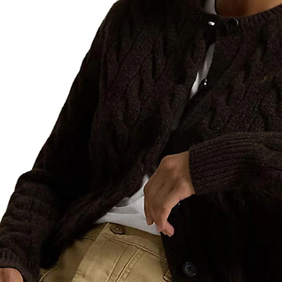 (W) Polo Ralph Lauren Cardigan Rajut Slim Fit Coklat dengan Bordir Logo. 211910443-019 Sizing (W) Polo Ralph Lauren Cardigan Rajut Slim Fit Coklat dengan Bordir Logo. 211910443-019