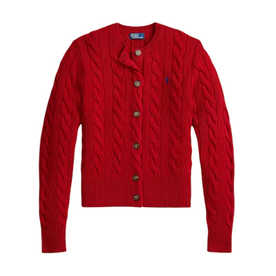 (Women) Polo Ralph Lauren Cable Knit Button-Up Cardigan Sweater Long Sleeve. 211972104-013