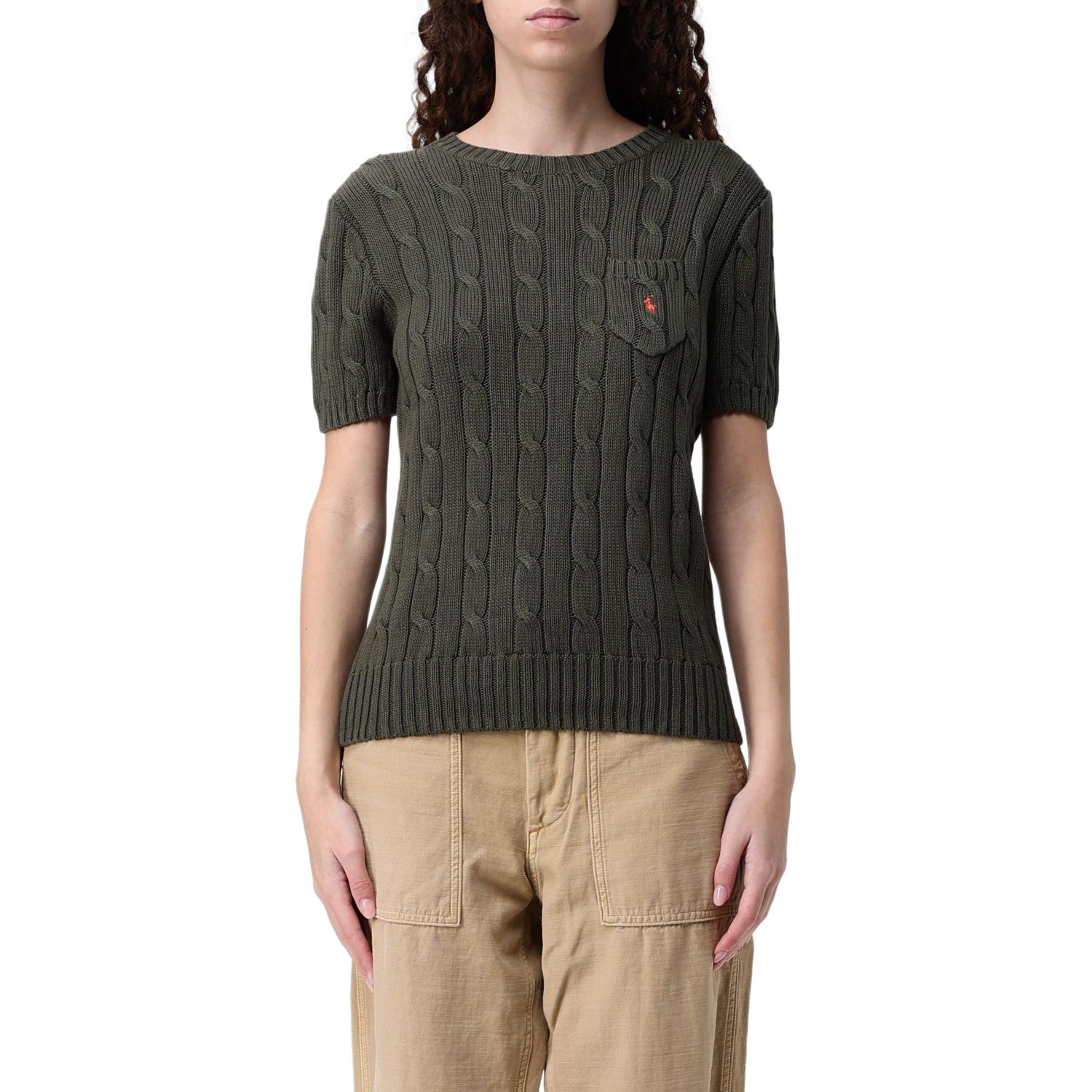 (Women) Polo Ralph Lauren  Cable Knit Short Sleeve Sweater Chocolate Brown. 211895379-016 圖 4