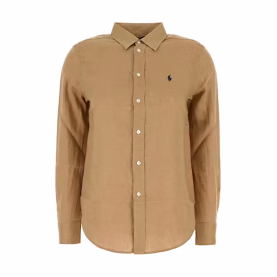 (Women) Polo Ralph Lauren Camel Button-Up Long Sleeve Solid Shirt 211970730-005