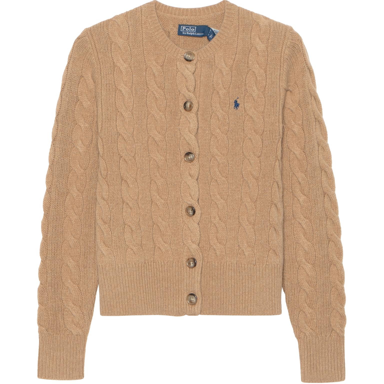 (Women) Polo Ralph Lauren  Camel Cable-Knit Wool-Cashmere Cardigan Sweater. WMPOSWENDW20161