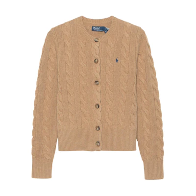 (Women) Polo Ralph Lauren Camel Cable-Knit Wool-Cashmere Cardigan Sweater. WMPOSWENDW20161