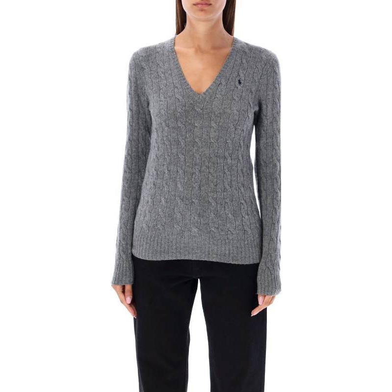 (Women) Polo Ralph Lauren  Casual Solid V-Neck Pullover Sweater Grey. 211910422-013