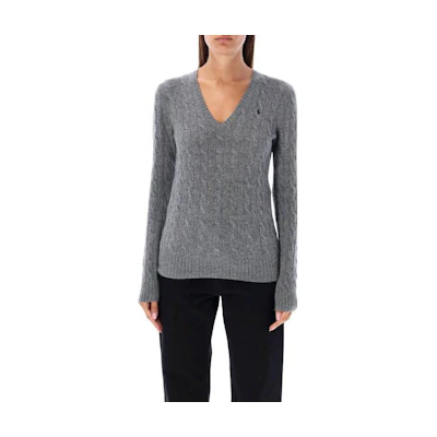 (Women) Polo Ralph Lauren Casual Solid V-Neck Pullover Sweater Grey. 211910422-013