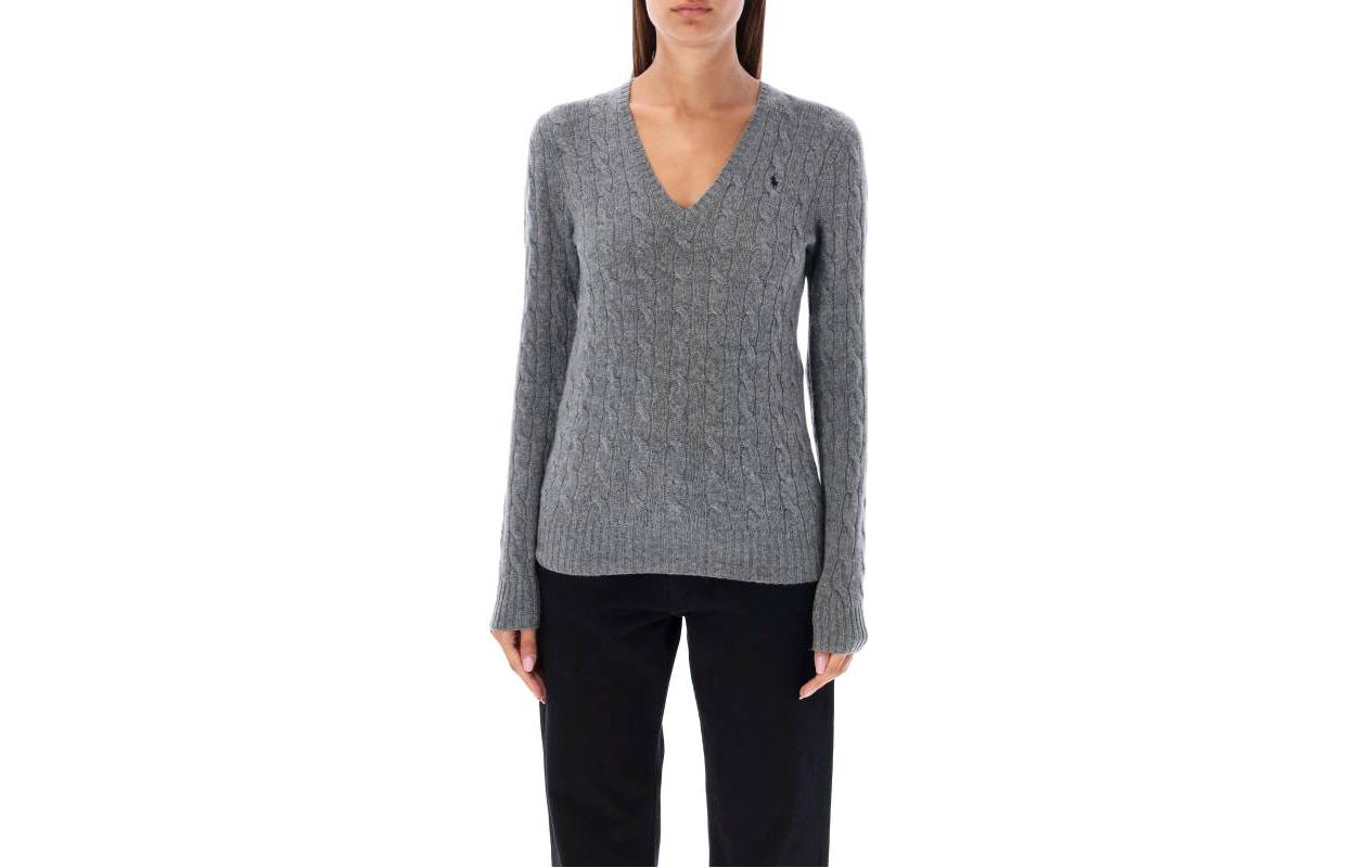 (Women) Polo Ralph Lauren  Casual Solid V-Neck Pullover Sweater Grey. 211910422-013 圖 2