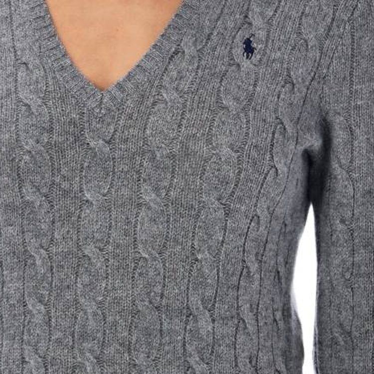 (Women) Polo Ralph Lauren  Casual Solid V-Neck Pullover Sweater Grey. 211910422-013 圖 5