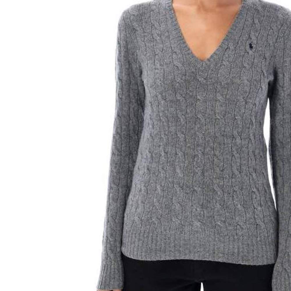 (Women) Polo Ralph Lauren  Casual Solid V-Neck Pullover Sweater Grey. 211910422-013 圖 6