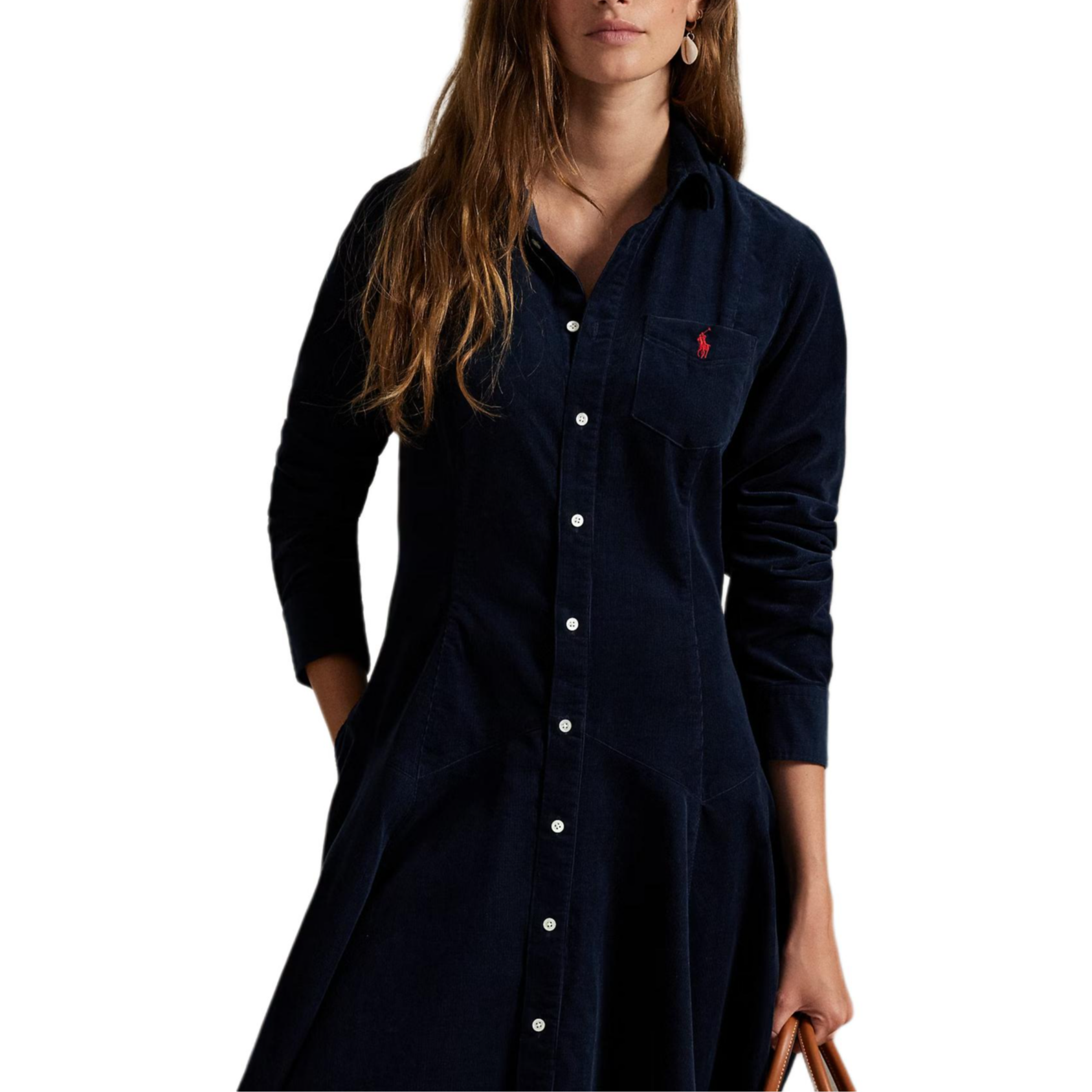 Purchase (Women) Polo Ralph Lauren  Corduroy Cotton Long-Sleeve A-Line Dress 211972069-004