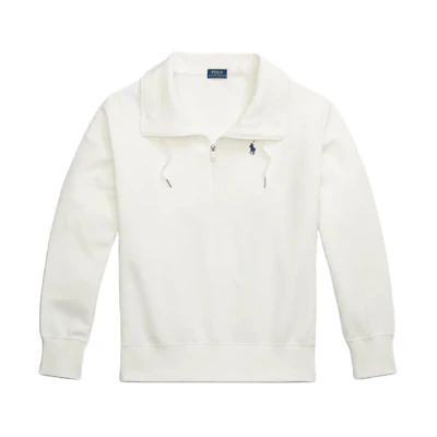 (Women) Polo Ralph Lauren Embroidered Pony Half-Zip Sweatshirt Off-White. 211931920003