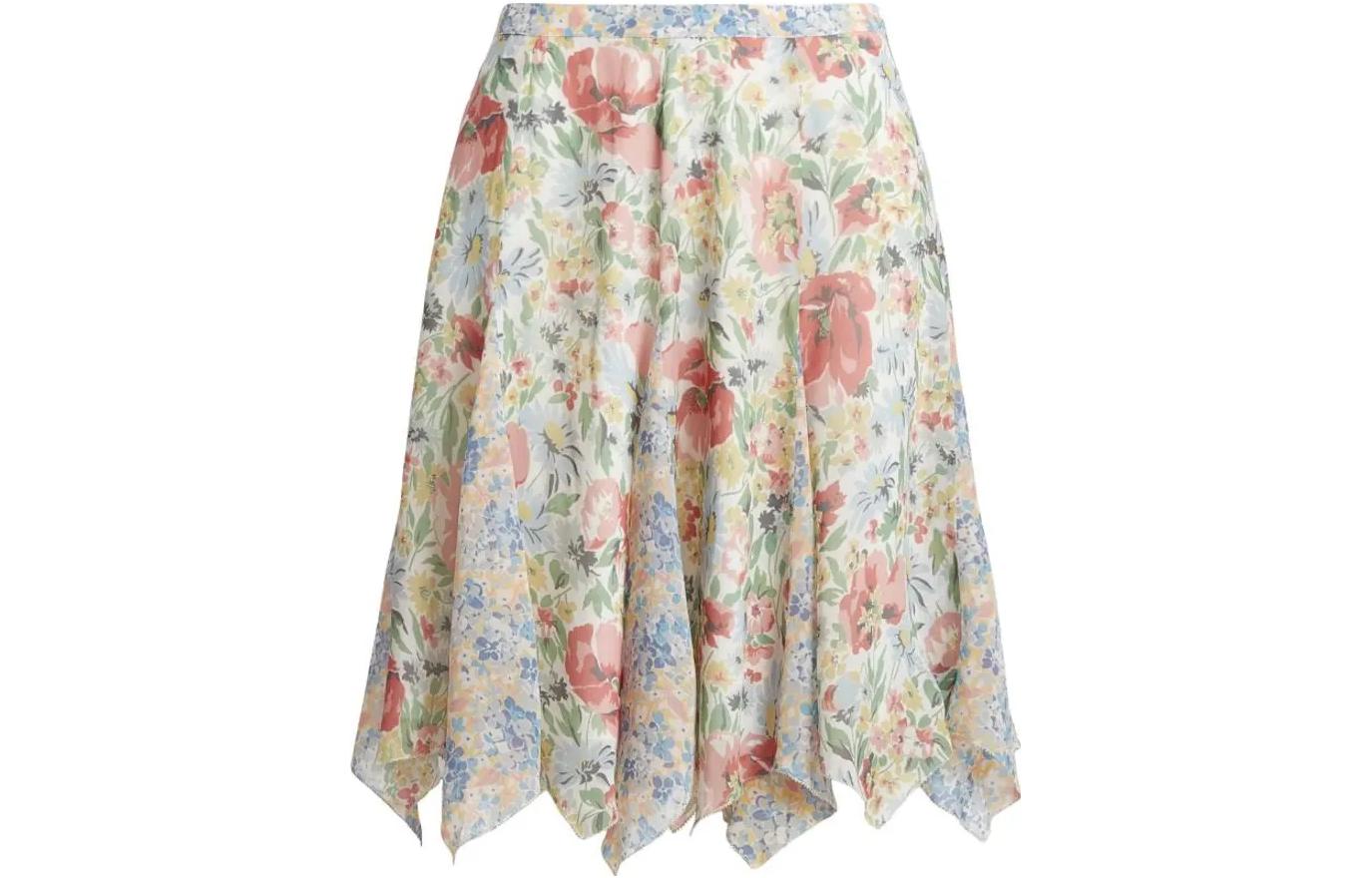 (Women) Polo Ralph Lauren  Floral Asymmetric Casual Mini Skirt - White. 211872743-001