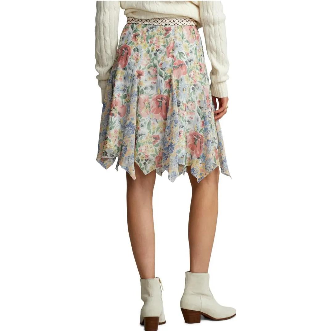Purchase (W) ポロ ラルフ ローレン フローラル アシンメトリー カジュアル ミニスカート - ホワイト 211872743-001
