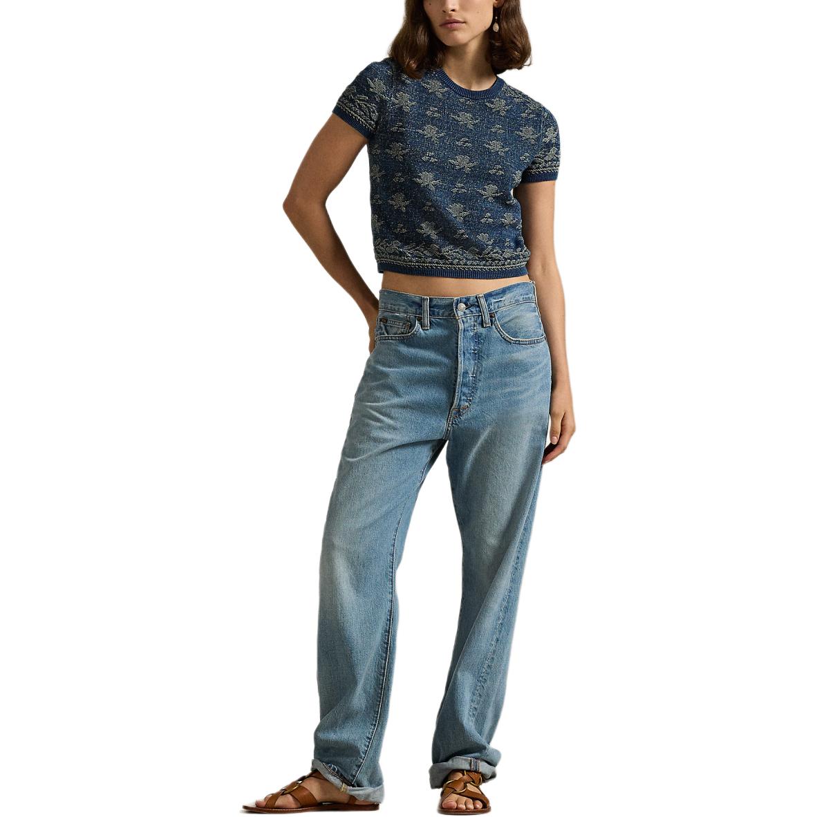 (Women) Polo Ralph Lauren  Floral Cotton Knit Crop Top Deep Indigo Blue. WMPOSWENC021150-410 圖 3