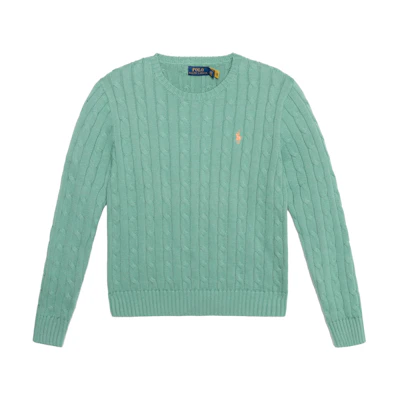 (Women) Polo Ralph Lauren Green Cable Knit Sweater with Logo Embroidery. 211570012-129