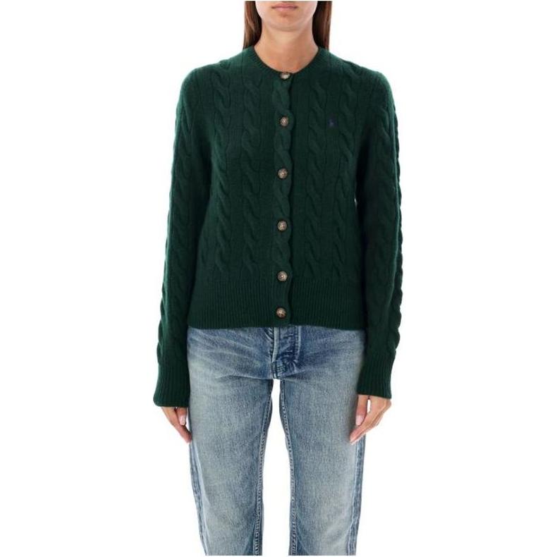 Shop (W) 폴로 랄프 로렌 그린 크루넥 로고 니트 가디건. 211910443-015
