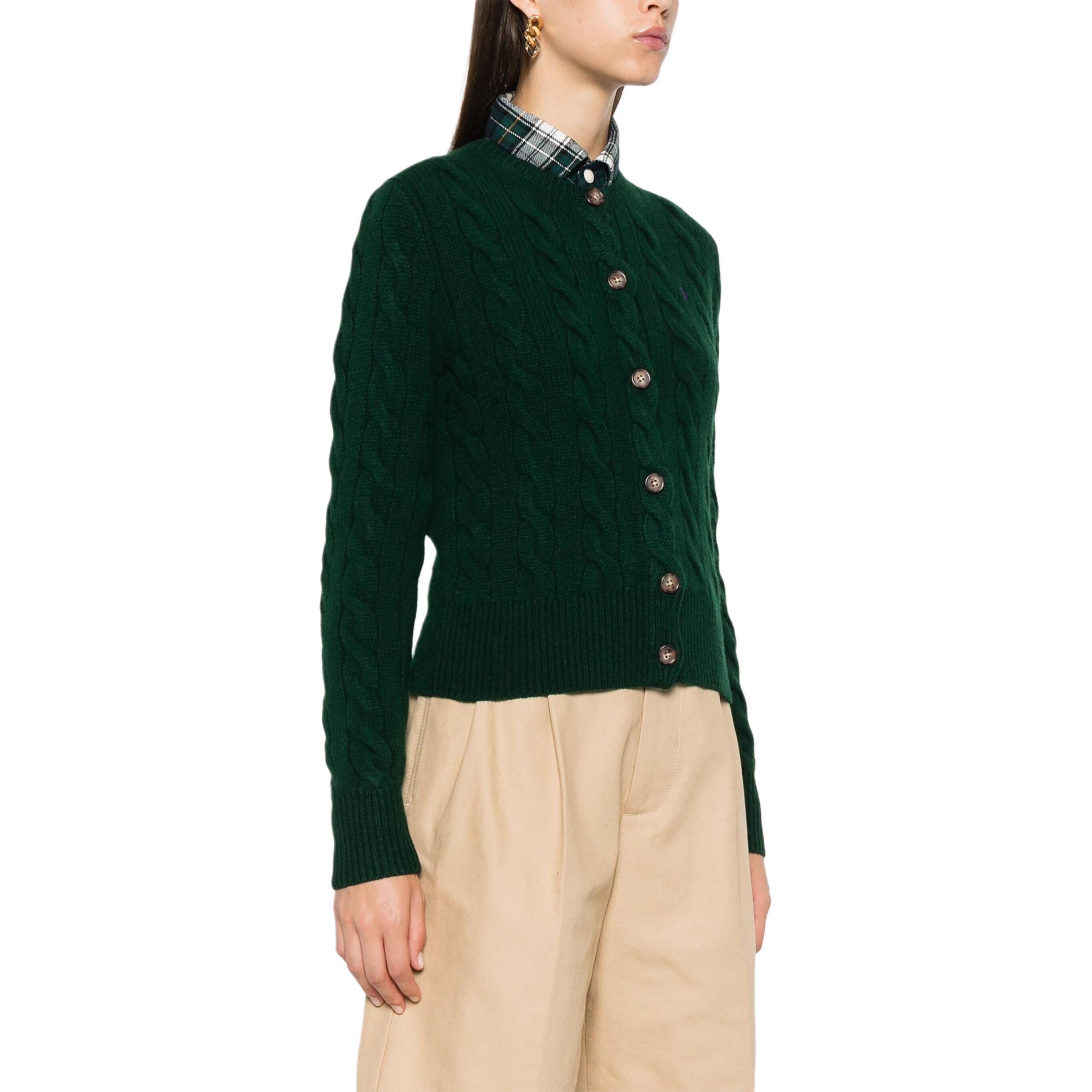 Purchase (W) 폴로 랄프 로렌 그린 크루넥 로고 니트 가디건. 211910443-015