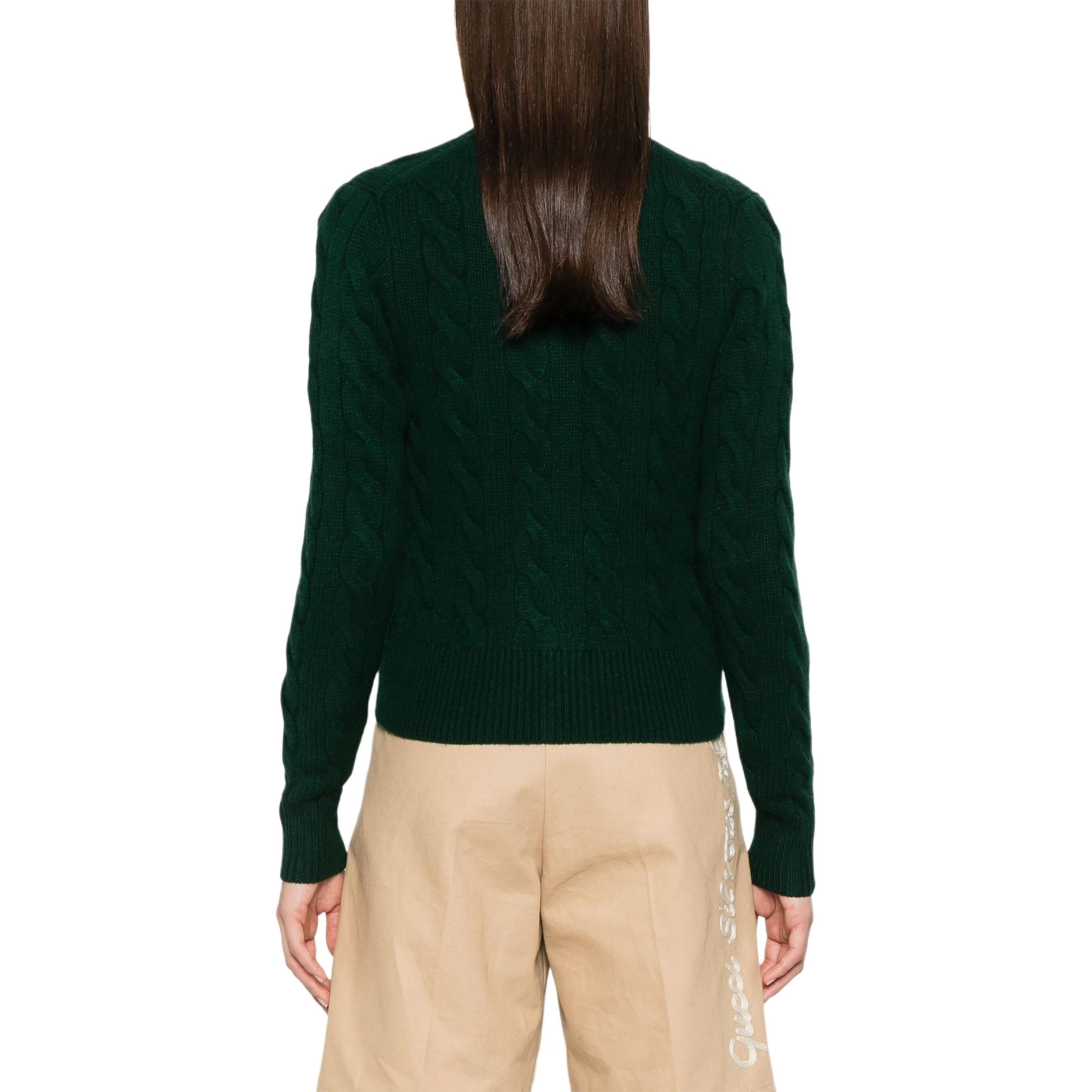 Details for (W) 폴로 랄프 로렌 그린 크루넥 로고 니트 가디건. 211910443-015