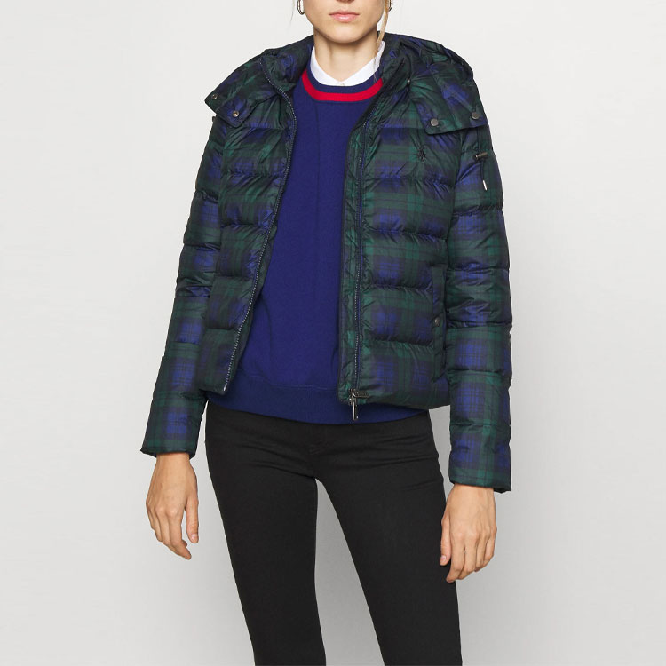 (Women) Polo Ralph Lauren  Green Quilted Hooded Jacket with Checkered Print. 211877802-001 圖 3