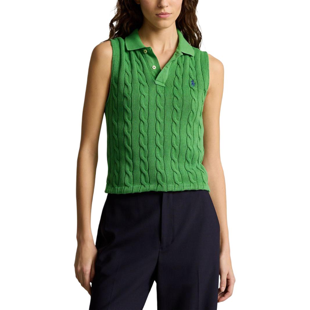 (Women) Polo Ralph Lauren  Green Sleeveless Cable Knit Sweater with Pony Logo. 211943140-002 圖 4
