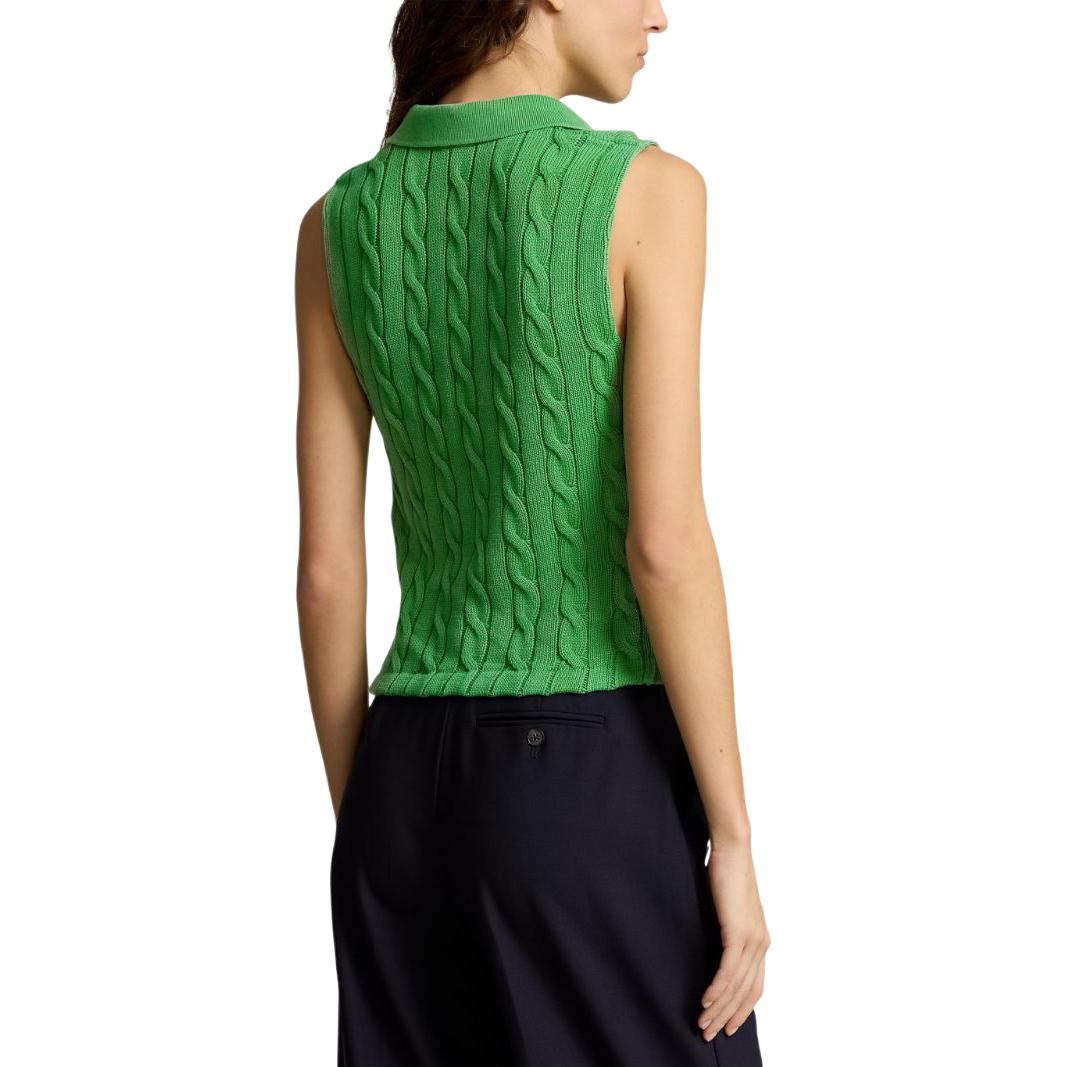 (Women) Polo Ralph Lauren  Green Sleeveless Cable Knit Sweater with Pony Logo. 211943140-002 圖 5