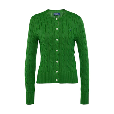 (Women) Polo Ralph Lauren Green Solid Cable-Knit Long-Sleeve Cardigan Sweater 211891643-012