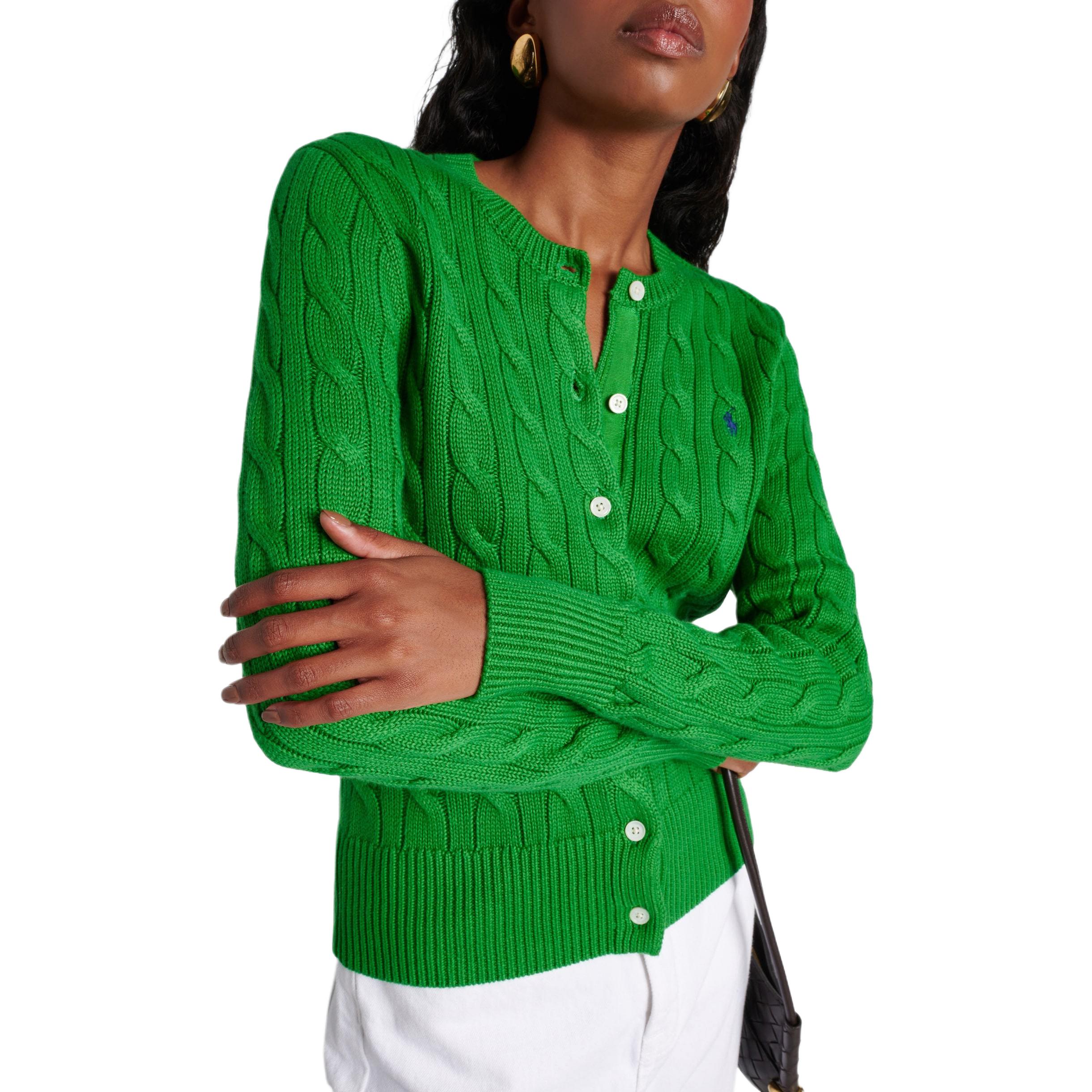 Purchase (W) ポロ ラルフローレン グリーン ケーブルニット 長袖 カーディガン セーター 211891643-012