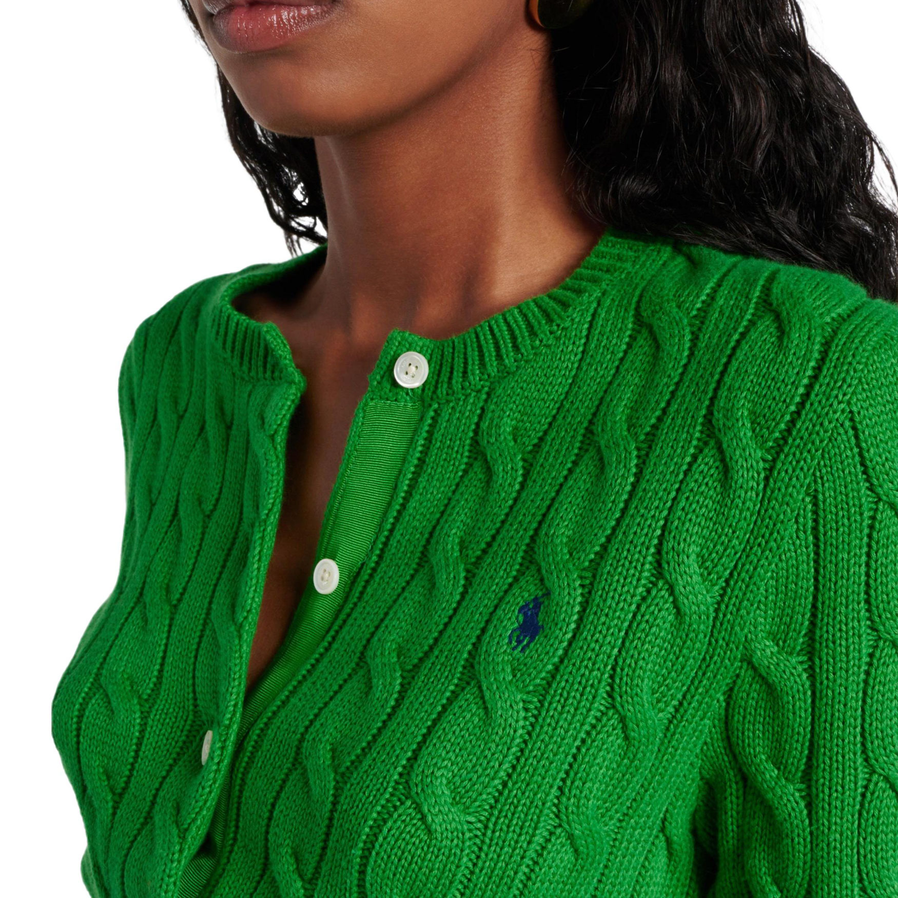 Sizing (W) ポロ ラルフローレン グリーン ケーブルニット 長袖 カーディガン セーター 211891643-012