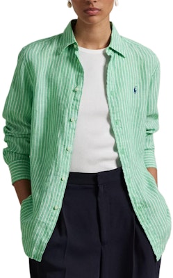 (W) Polo Ralph Lauren 綠色條紋長袖扣襯衫 211968222-001 Shop (W) Polo Ralph Lauren 綠色條紋長袖扣襯衫 211968222-001