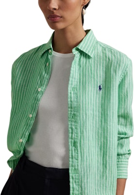 (W) Polo Ralph Lauren 綠色條紋長袖扣襯衫 211968222-001 Details for (W) Polo Ralph Lauren 綠色條紋長袖扣襯衫 211968222-001