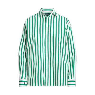 (Women) Polo Ralph Lauren Green Striped Oversized Long Sleeve Shirt. WMPOSHTNDN20178-300