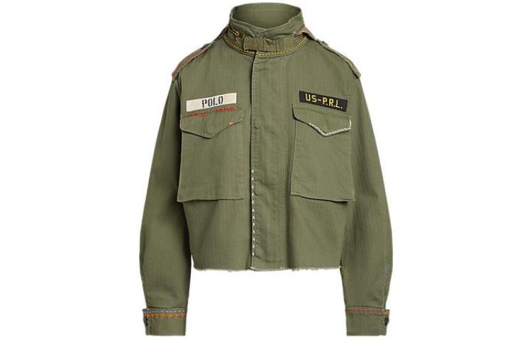 (Women) Polo Ralph Lauren  Green Zip-Up Letter Patch Short Jacket. WMPOOTWN6020167-300