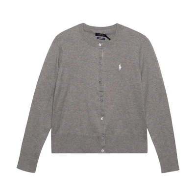 (Women) Polo Ralph Lauren Grey Logo Knit Cardigan Long Sleeve Sweater. 211702649-006