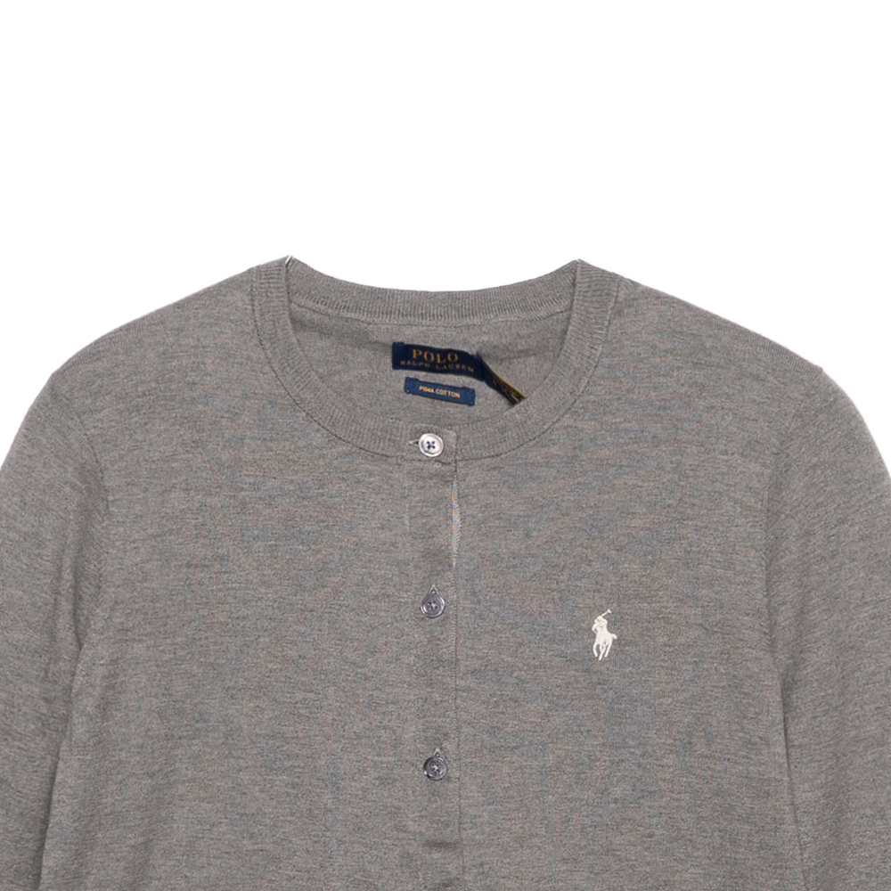 Shop (W) Polo Ralph Lauren 灰色標誌針織長袖開襟毛衣外套。 211702649-006